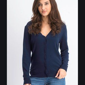 GAP Cotton + Modal Navy V-Neck Button Long Sleeve Cardigan Knit Sweater